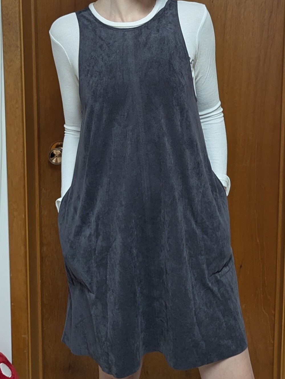 Wilfred Charcoal Grey Faux Suede Sleeveless Dress Women's Size Small
